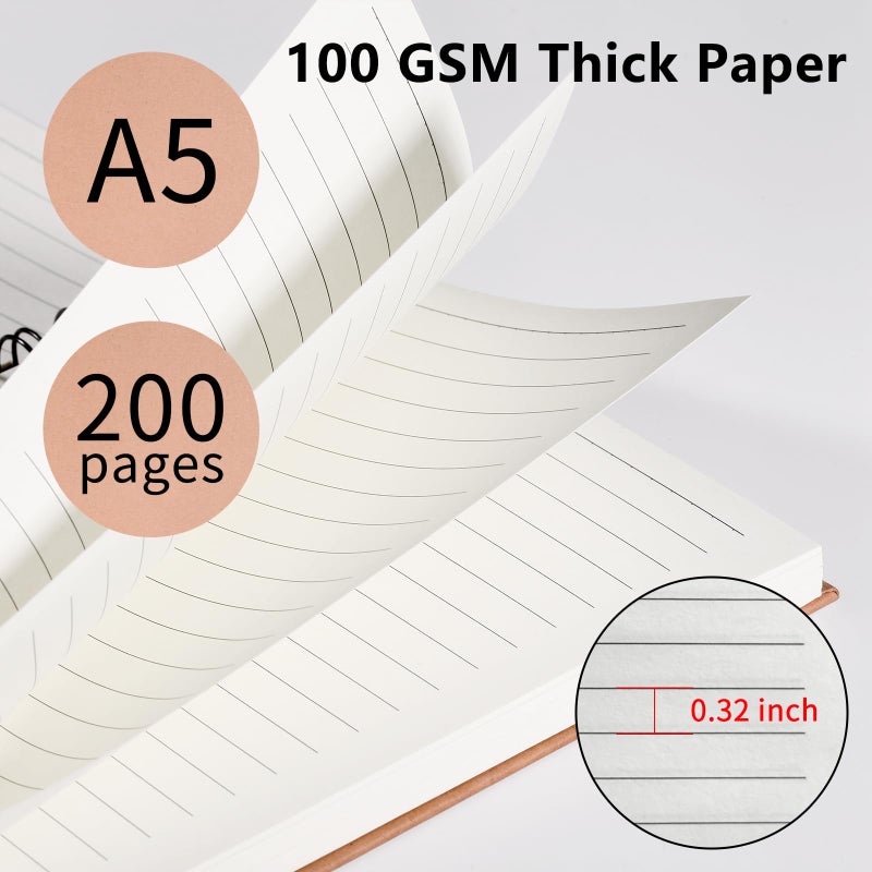 YOTNUS 3 Pack Spiral Notebooks 5.83"x8.27", 200 Pages/100 Sheets A5 Spiral Notebook Journal, with Kraft Hard Cover, Ruled Lined Paper, for Work, School, College Students, Gifts - Image 2