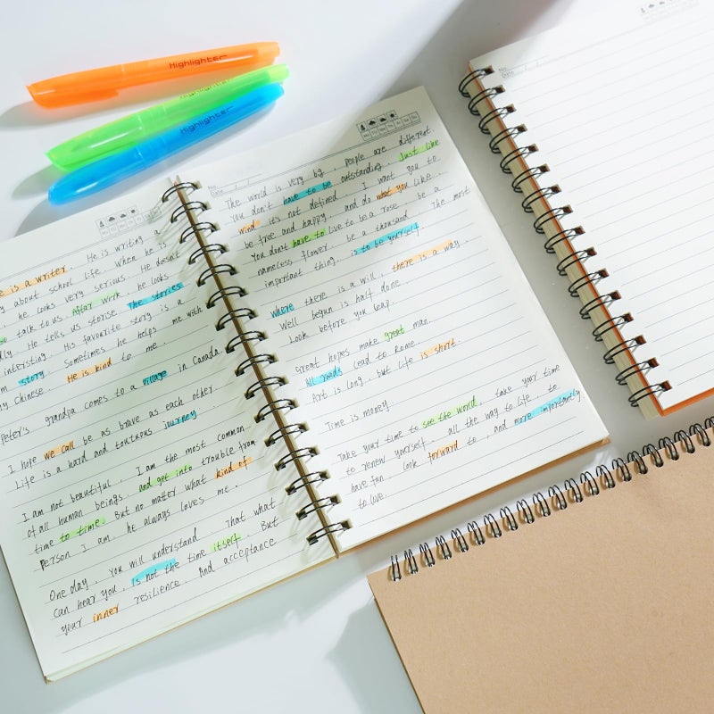 YOTNUS 3 Pack Spiral Notebooks 5.83"x8.27", 200 Pages/100 Sheets A5 Spiral Notebook Journal, with Kraft Hard Cover, Ruled Lined Paper, for Work, School, College Students, Gifts - Image 4