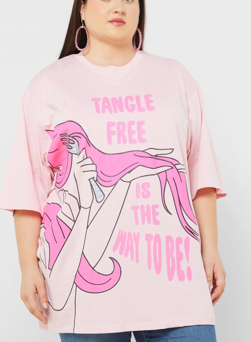 ديزني Princess Plus Size Oversize Graphic T-Shirt