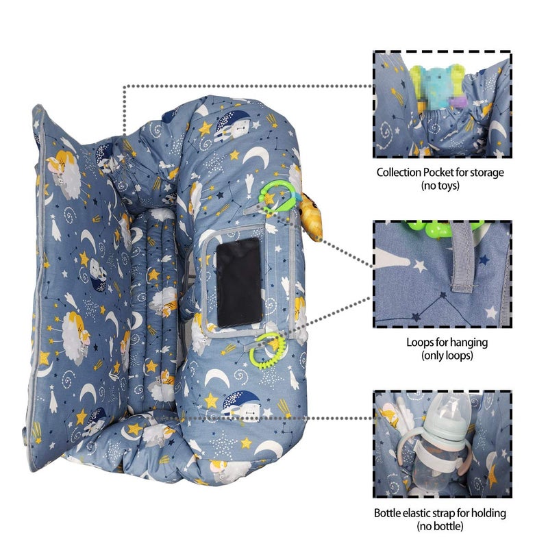 ICOPUCA Shopping cart Cover, cart Cover for Babies, Padded high Chair Cover, Split Reversible seat Cushion, Cell Phone Pouch, Collection Pocket, Neutral for boy or Girl - Image 5