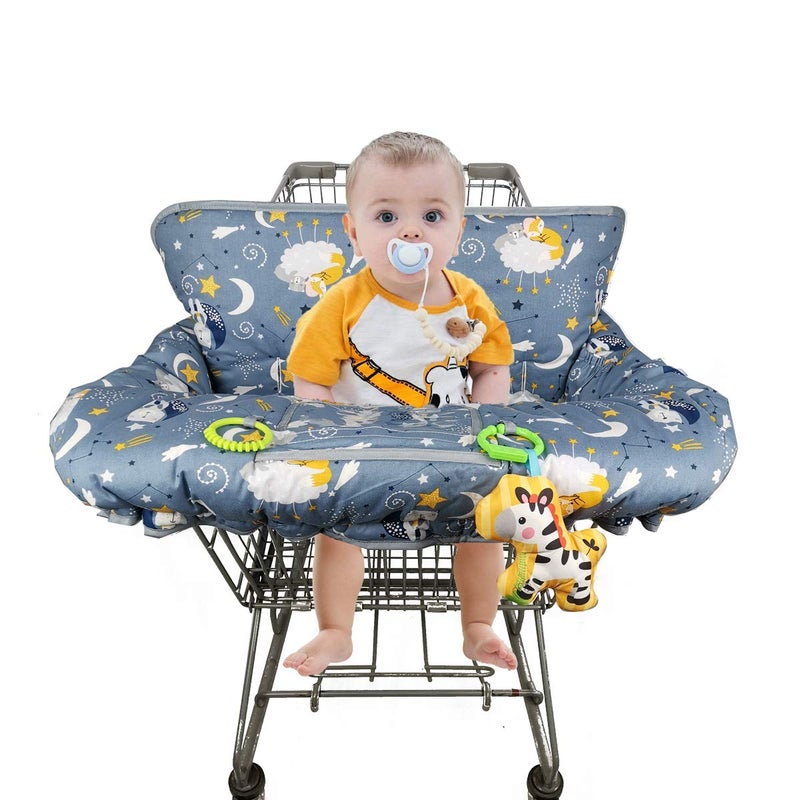 ICOPUCA Shopping cart Cover, cart Cover for Babies, Padded high Chair Cover, Split Reversible seat Cushion, Cell Phone Pouch, Collection Pocket, Neutral for boy or Girl - Image 2