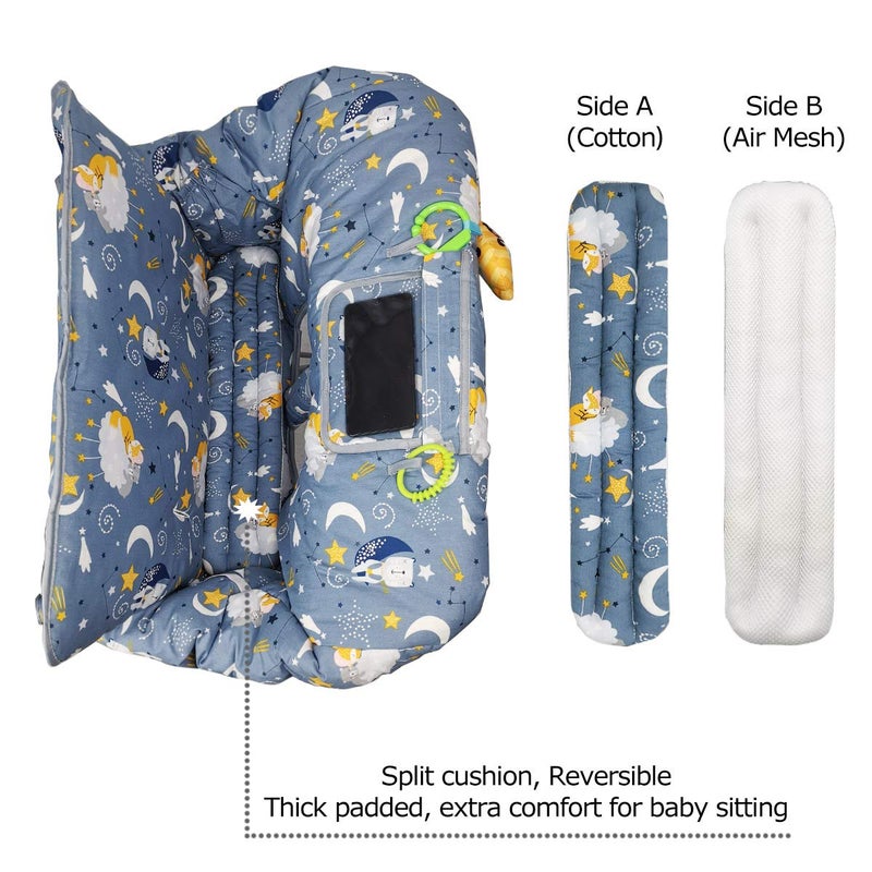 ICOPUCA Shopping cart Cover, cart Cover for Babies, Padded high Chair Cover, Split Reversible seat Cushion, Cell Phone Pouch, Collection Pocket, Neutral for boy or Girl - Image 3