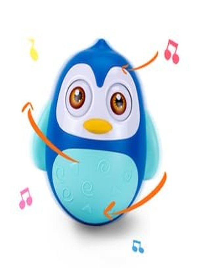 SMARTEZO@ ROLLYPOLLY Penguin Tumbler Toy for Babies – Musical, Lights & Sounds, Crawling Encouragement Toy for Toddlers 6+ Months, BPA-Free Baby Gift (Blue) - Image 1