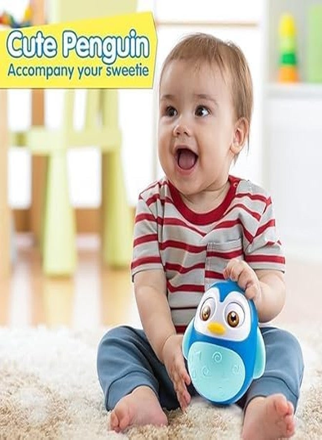 SMARTEZO@ ROLLYPOLLY Penguin Tumbler Toy for Babies – Musical, Lights & Sounds, Crawling Encouragement Toy for Toddlers 6+ Months, BPA-Free Baby Gift (Blue) - Image 3