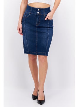 ESPRIT Women Washed Denim Mini Skirt, Navy  - Image 1