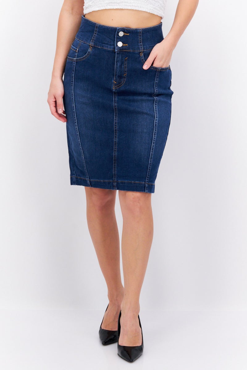 ESPRIT Women Washed Denim Mini Skirt, Navy - Image 1