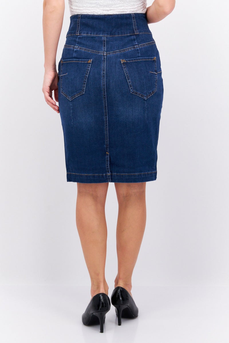 ESPRIT Women Washed Denim Mini Skirt, Navy - Image 3