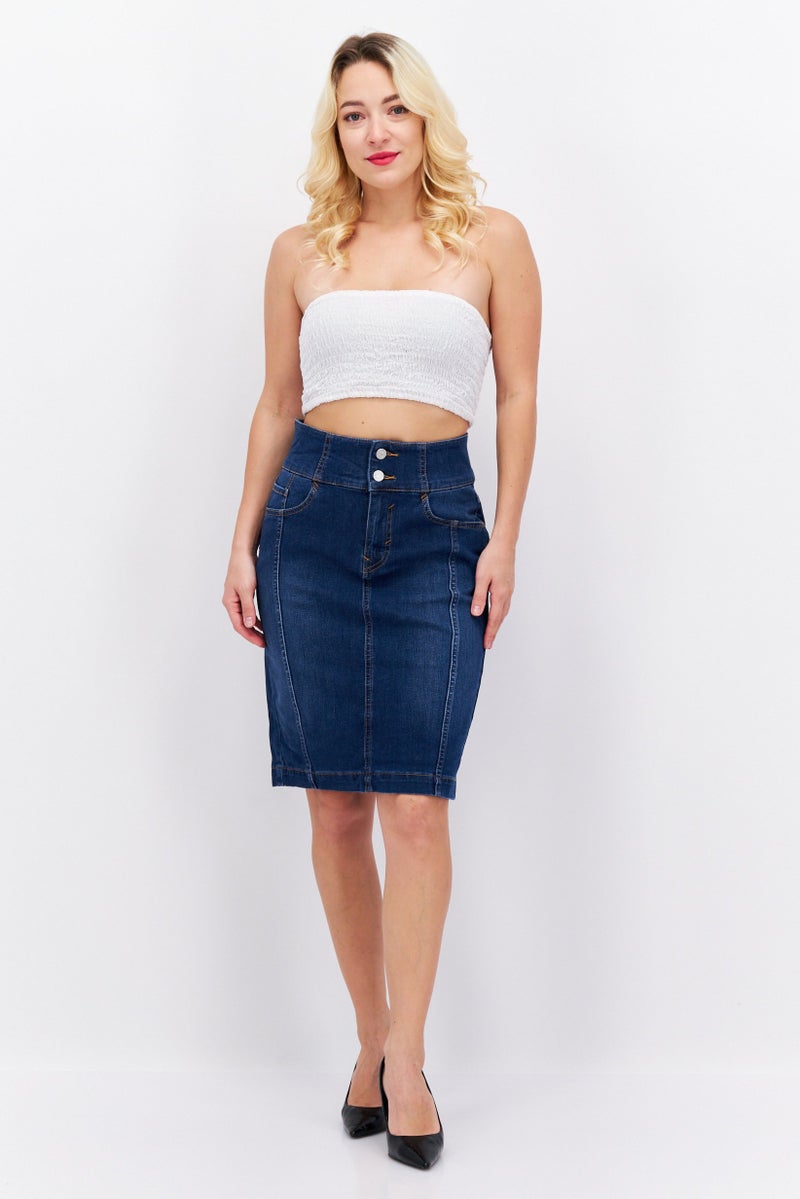 ESPRIT Women Washed Denim Mini Skirt, Navy - Image 4