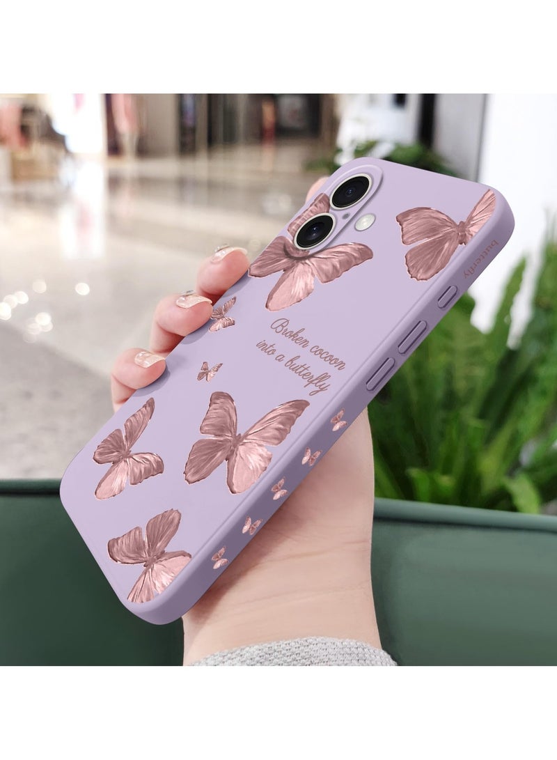 for iPhone 16 Case Scratch Resistant Soft Slim Fit Floral Phone Cover for iPhone 16 6.1 inch-Butterfly Purple - Image 4