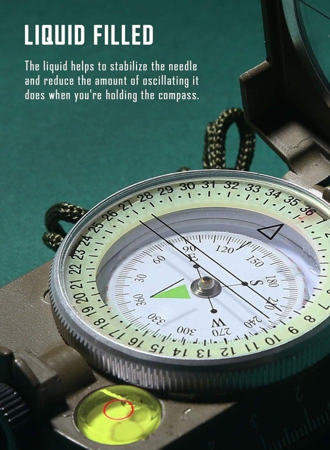 JUSTAKEIT Direction Compass Portable Camping Compass MilitaryArmy Multifunctional Tactical Survival Military Compass with Lanyard & Pouch/Waterproof & Impact Resistant (Direction-Compass-6) - Image 2
