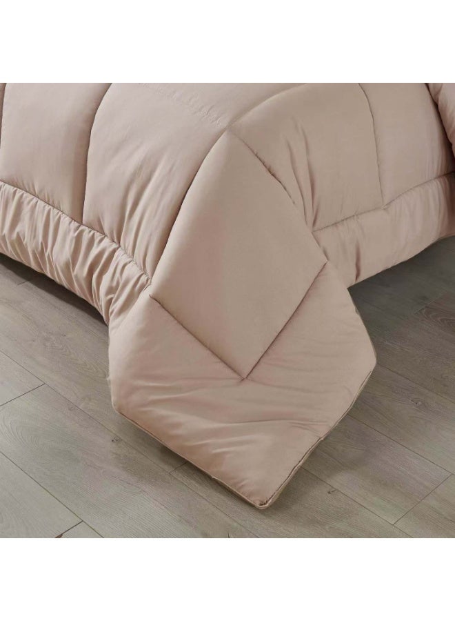 شايني فلاور طقم لحاف مفرش بحشوة قطن، بخامة مايكروفايبر ناعم، مكون من 5 قطع، مقاس نفر 220x160 سم، لحاف فندقي - Image 4