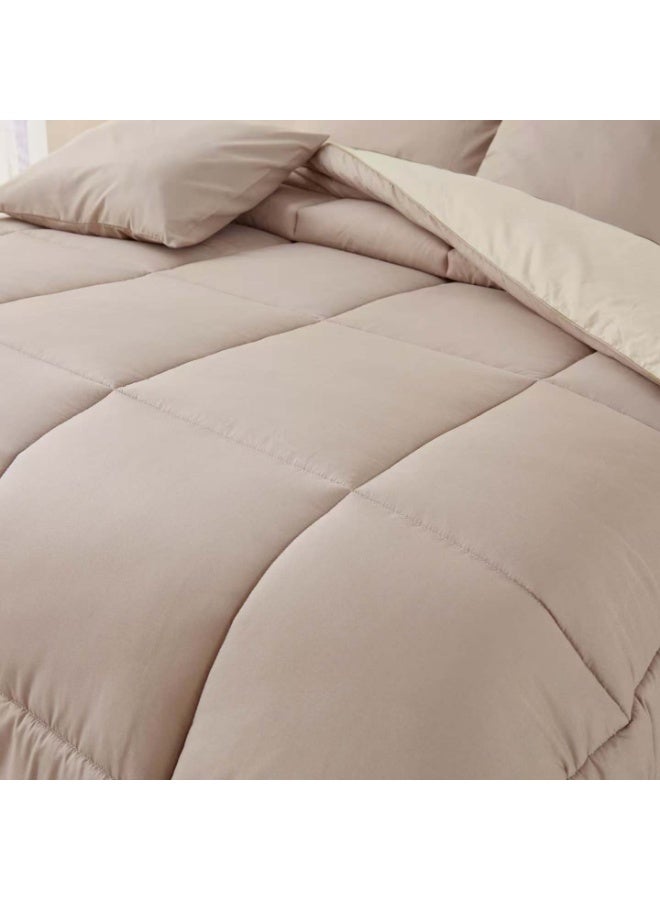 شايني فلاور طقم لحاف مفرش بحشوة قطن، بخامة مايكروفايبر ناعم، مكون من 5 قطع، مقاس نفر 220x160 سم، لحاف فندقي - Image 5