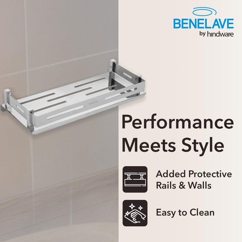 hindware Benelave Bathroom Accessories Bathroom Multi-Purpose Shelf | Made of Stainless Steel | Stylish & Convenient | Space Saving - Image 4