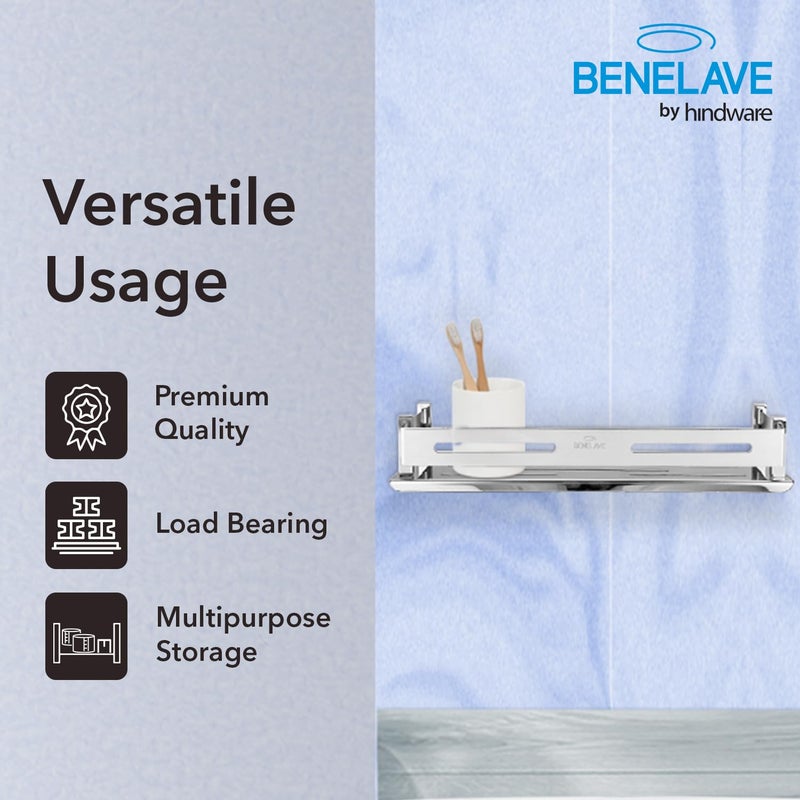 hindware Benelave Bathroom Accessories Bathroom Multi-Purpose Shelf | Made of Stainless Steel | Stylish & Convenient | Space Saving - Image 5