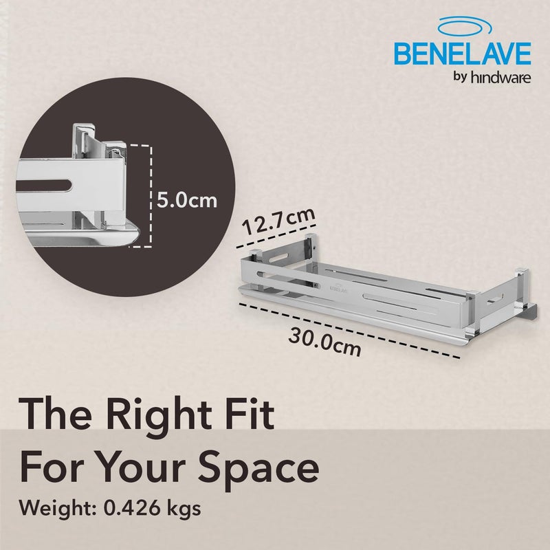 hindware Benelave Bathroom Accessories Bathroom Multi-Purpose Shelf | Made of Stainless Steel | Stylish & Convenient | Space Saving - Image 2