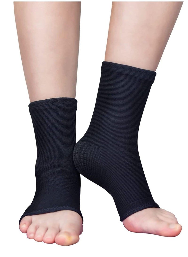 Excefore Black Ankle Support Brace 1 Pair, Plantar Fasciitis Socks, Breathable Anti-Slip Compression Sleeve for Sprained Ankle, Ligament Damage, Achilles Tendonitis, Swelling, Pain Relief, Sports - Image 1