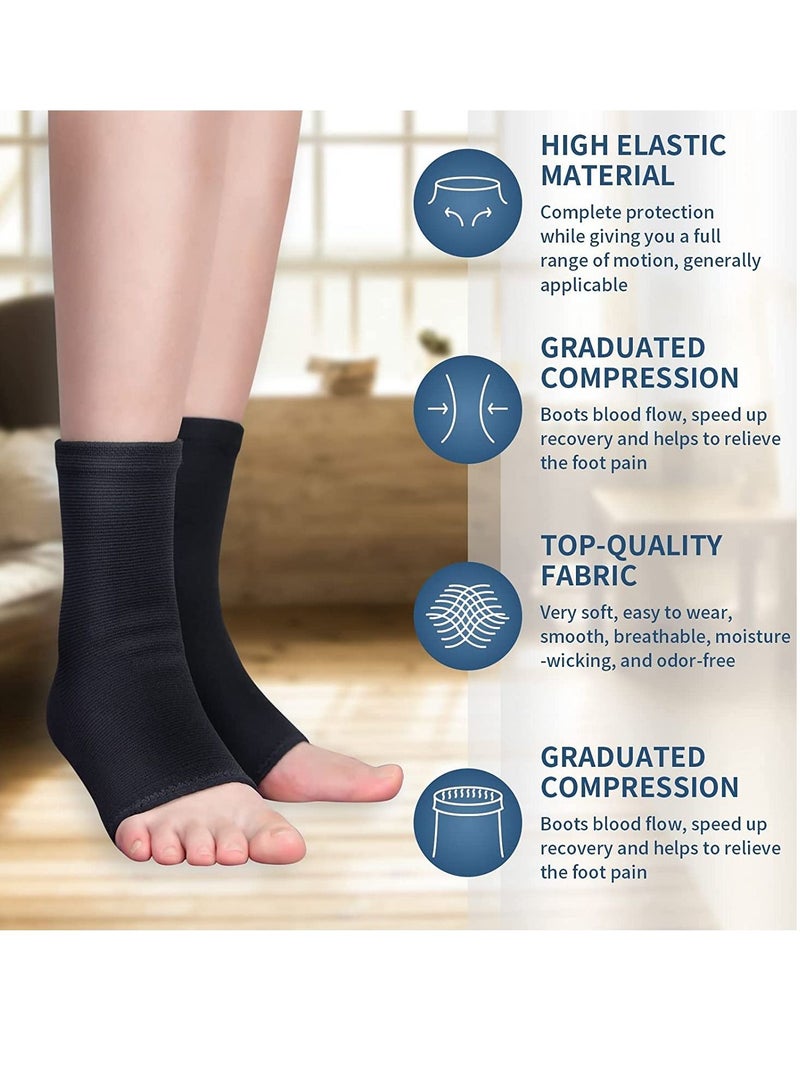 Excefore Black Ankle Support Brace 1 Pair, Plantar Fasciitis Socks, Breathable Anti-Slip Compression Sleeve for Sprained Ankle, Ligament Damage, Achilles Tendonitis, Swelling, Pain Relief, Sports - Image 2