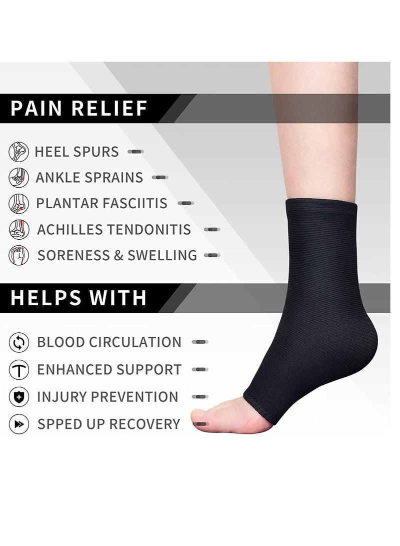 Excefore Black Ankle Support Brace 1 Pair, Plantar Fasciitis Socks, Breathable Anti-Slip Compression Sleeve for Sprained Ankle, Ligament Damage, Achilles Tendonitis, Swelling, Pain Relief, Sports - Image 3