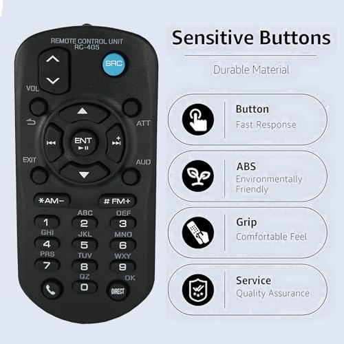 Kassionel Replacement Remote Control Compatible for Kenwood Car Audio Stereo Head Unit RC-405 KDC-400U, KDC-448U, KDC-BT645U, KDC-BT648U, KDC-BT652U, KDC-BT752HD, KDC-BT848U, KDC-BT852HD, KDC-BT945U - Image 3