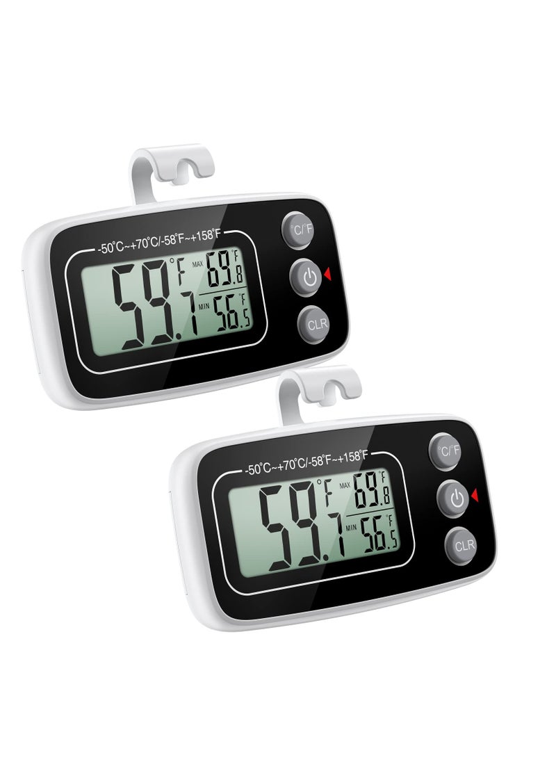 SYOSI - Refrigerator Thermometer, (NEW VERSION) 2 Pack Digital Freezer Thermometer, Fridge Thermometer with Magnetic back, LCD Display, Max/Min Function, 3 Mounting Options for Kitchen, Home, Restaurants - Image 1