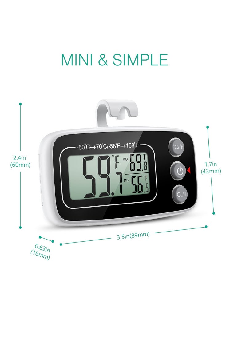 SYOSI - Refrigerator Thermometer, (NEW VERSION) 2 Pack Digital Freezer Thermometer, Fridge Thermometer with Magnetic back, LCD Display, Max/Min Function, 3 Mounting Options for Kitchen, Home, Restaurants - Image 1