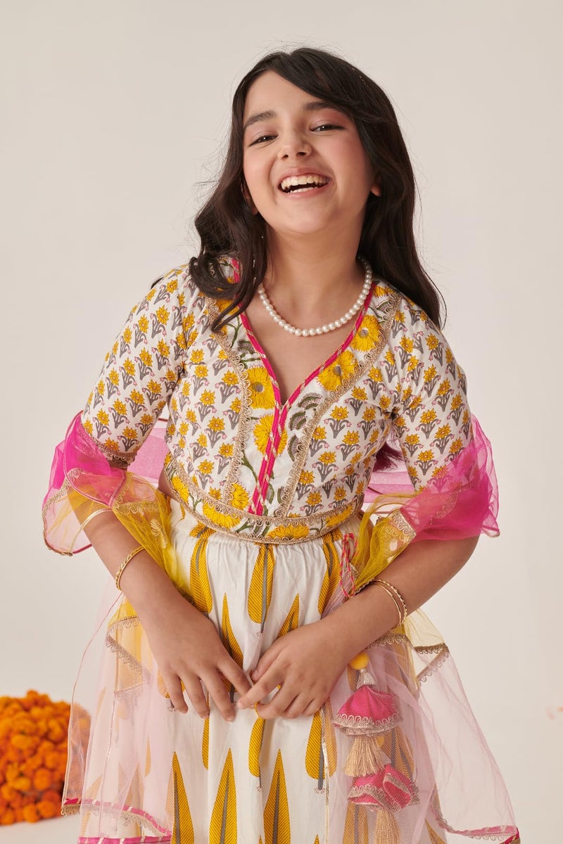 Pspeaches Girls Printed Work Ready to Wear Lehenga Blouse With Dupatta (2-3Years) - Image 2