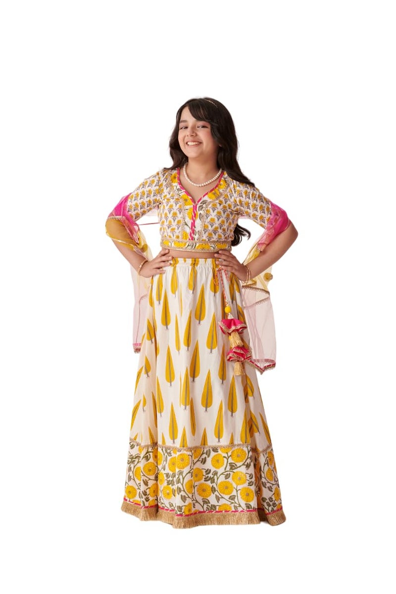 Pspeaches Girls Printed Work Ready to Wear Lehenga Blouse With Dupatta (2-3Years) - Image 1