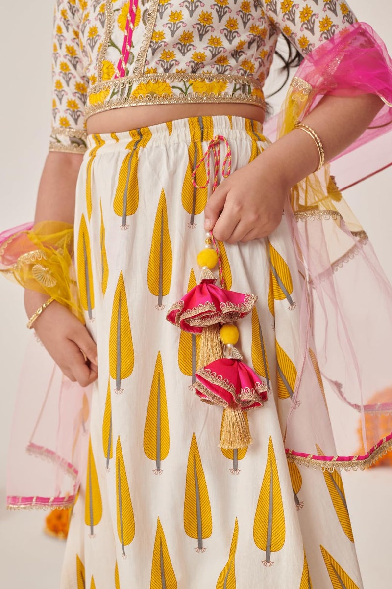 Pspeaches Girls Printed Work Ready to Wear Lehenga Blouse With Dupatta (2-3Years) - Image 3