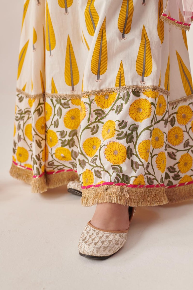 Pspeaches Girls Printed Work Ready to Wear Lehenga Blouse With Dupatta (2-3Years) - Image 4