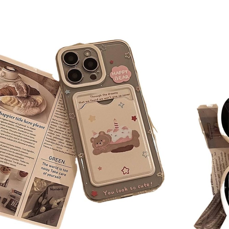 Protective Case | Bear Pattern TPU | Shockproof Cover for iPhone 15 / 15 Plus / 15 Pro / 15 Pro Max | Card Holder - Image 1