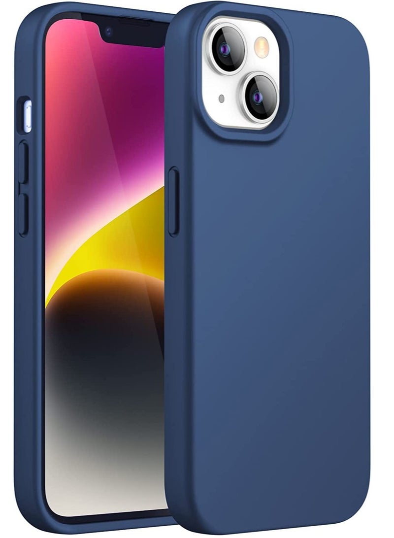 ELTRAZONE غطاء سيليكون لجهاز آيفون 14 بلس 6.7 بوصة، غطاء واقي كامل الجسم بلمسة ناعمة، غطاء مضاد للصدمات مع بطانة من الألياف الدقيقة (أزرق كوبالت) - Image 1