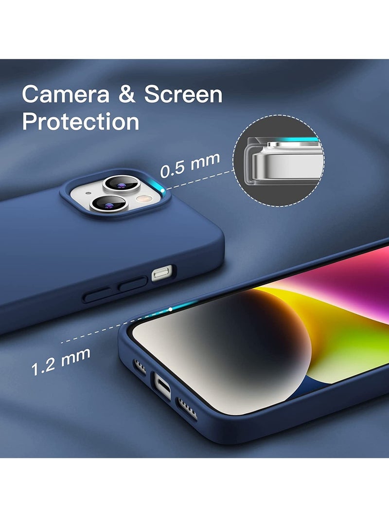 ELTRAZONE غطاء سيليكون لجهاز آيفون 14 بلس 6.7 بوصة، غطاء واقي كامل الجسم بلمسة ناعمة، غطاء مضاد للصدمات مع بطانة من الألياف الدقيقة (أزرق كوبالت) - Image 2