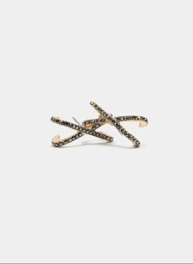 بارفوا أقراط X مع بلورات ذهبية