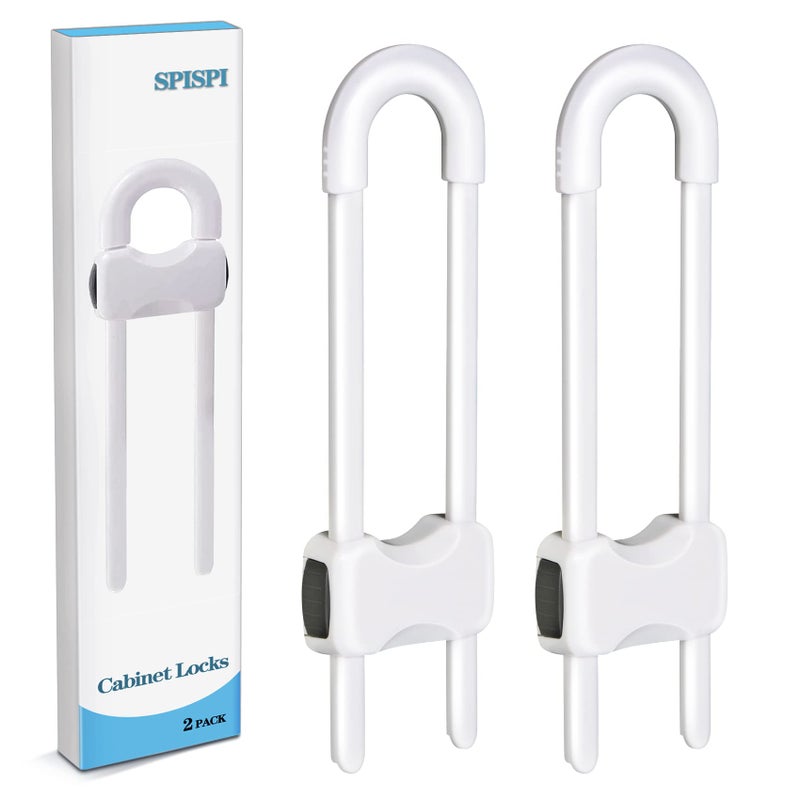 SPISPI Baby Proofing Cabinets,Cabinet Locks for Babies,U-Shaped Child Locks for Cabinets, Child Proof Cabinet Latches,Child Safety Cabinet Locks with Adjustable by SPISPI (Pack of 2) - Image 1