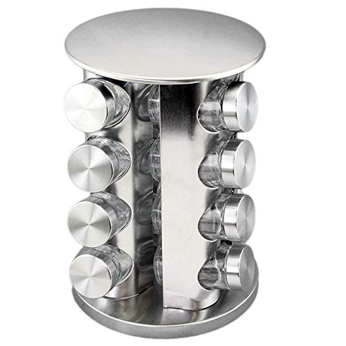 FEELING MALL Stainless Steel Masala Spice Rack Set/Rotating Masala Rack -16 Pcs - Image 1