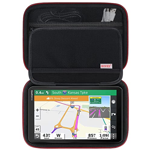 BOVKE 8'' GPS Case for Garmin DriveSmart 86 / Dezl OTR810 OTR820 OTR800 / RV 890 8'' Inch GPS Navigator System, Mesh Pocket for Car Power Cable Accessories, Black - Image 1