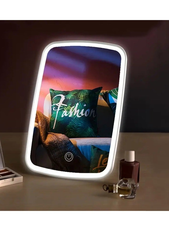Travel Mirror for Makeup, Rechargeable Light  with 72 LED Lights,1000mAh Batteries, 3 Colors Light Modes USB Portable Desktop Mirror with Dimmable Touch Screen - Image 3