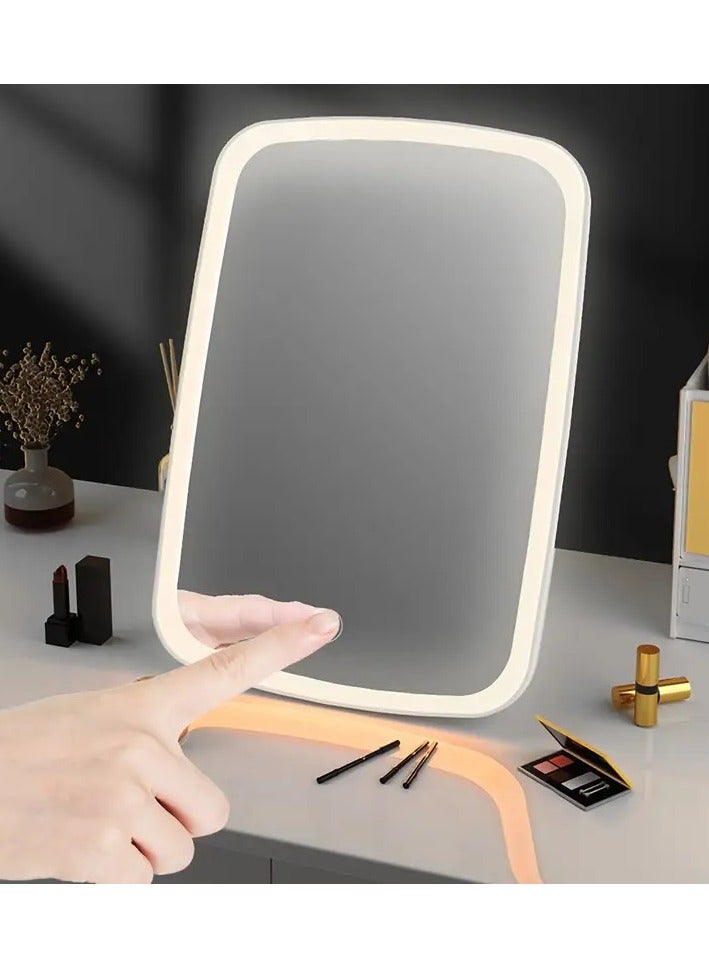 Travel Mirror for Makeup, Rechargeable Light  with 72 LED Lights,1000mAh Batteries, 3 Colors Light Modes USB Portable Desktop Mirror with Dimmable Touch Screen - Image 4
