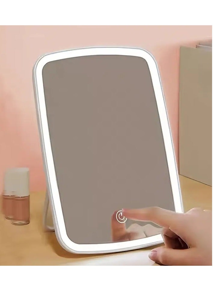 Travel Mirror for Makeup, Rechargeable Light  with 72 LED Lights,1000mAh Batteries, 3 Colors Light Modes USB Portable Desktop Mirror with Dimmable Touch Screen - Image 5