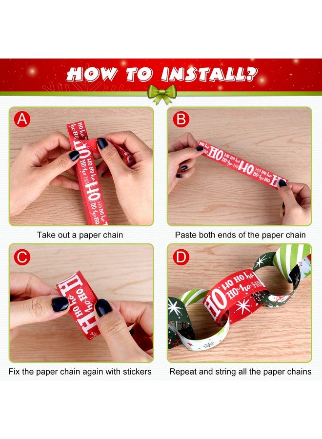 ASTARON Printed Creative Christmas Paper Chains Festive Craft Paper Decorations, 300 Pcs - Image 3