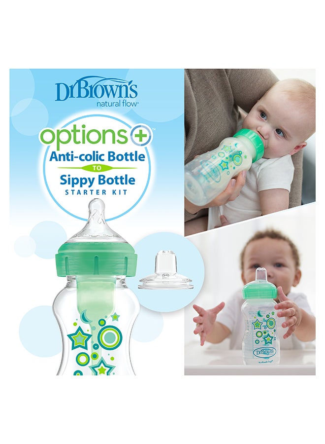 Dr. Brown’s 9 Oz/270 Ml Pp W-N Anti-Colic Options+ Green Stars Bottle With Sippy Spout (+L3 Nipple In Bottle), 1-Pack - Image 5
