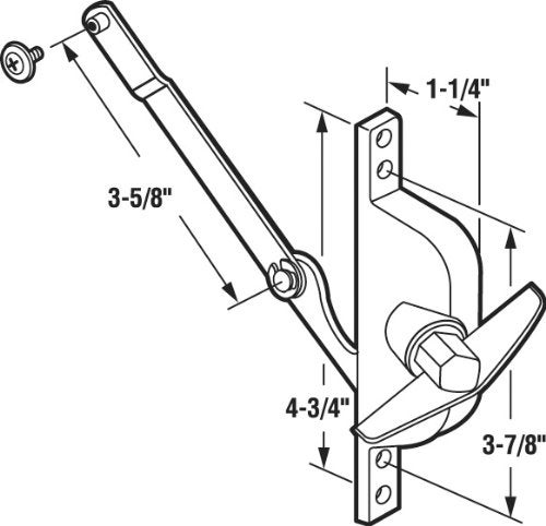 Prime-Line H 3932 Diecast Aluminum, Universal Jalousie Operator with 3-5/8 In. Link, Daryl Windows (Single Pack) - Image 2