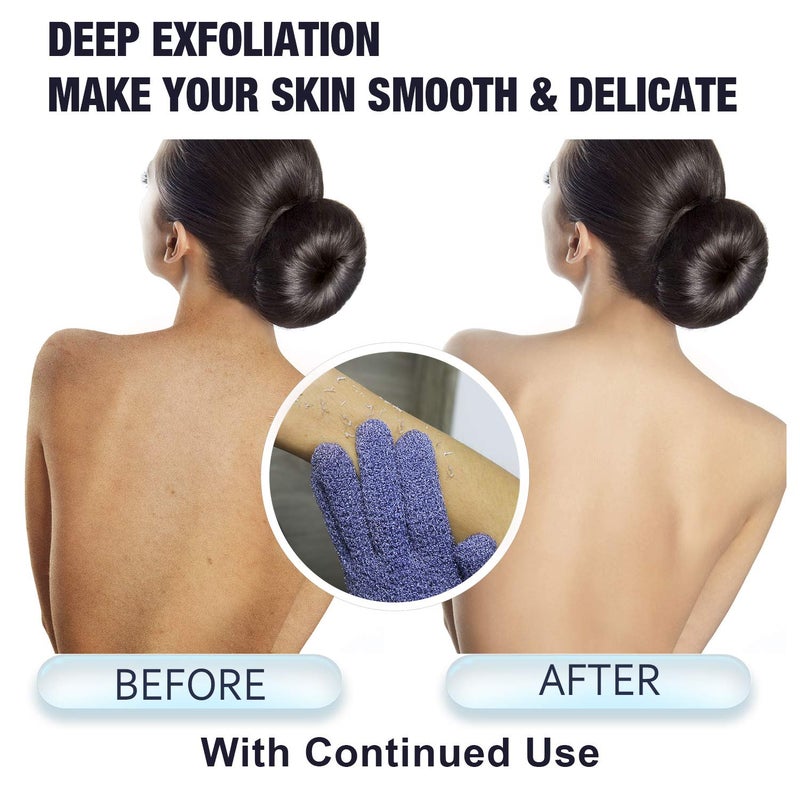 Evridwear Exfoliating Glove for Shower Man and Women, Dual Texture Bath Body Scrub Gloves Dead Skin Cell Remover forHome Spa, Massage,with Hanging Loop (3 Gloves Not 3 Pair) - Image 3