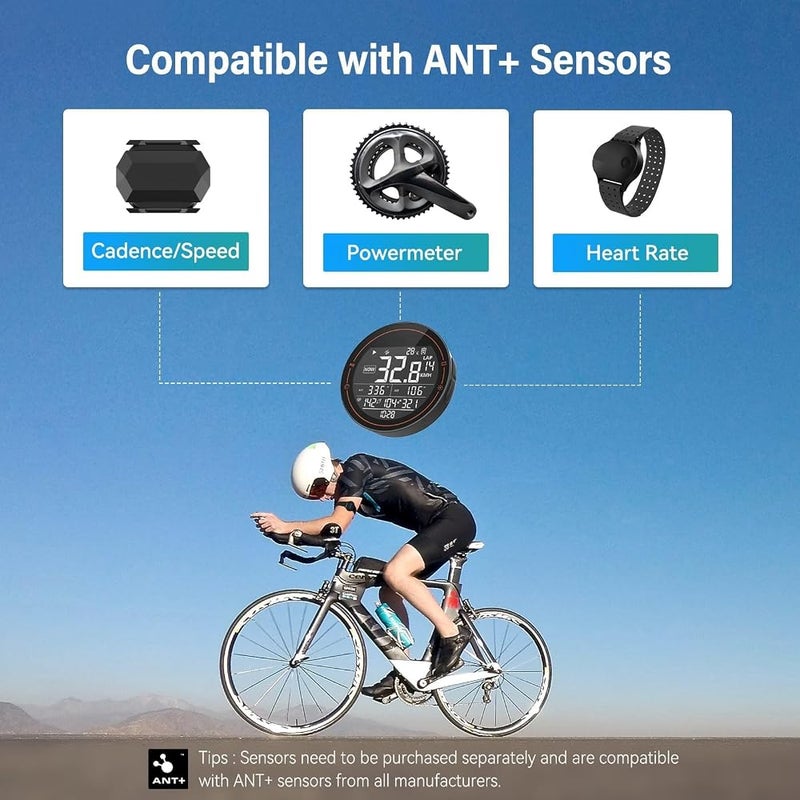 NALACAL GPS Bike Computer with ANT+ and Bluetooth Connectivity, Wireless Cycling Computer Speedometer and Odometer Waterproof Bicycle Computer Mini GPS Tracker 2.5 Inch Screen for Bikers Outdoor Cycling - Image 3