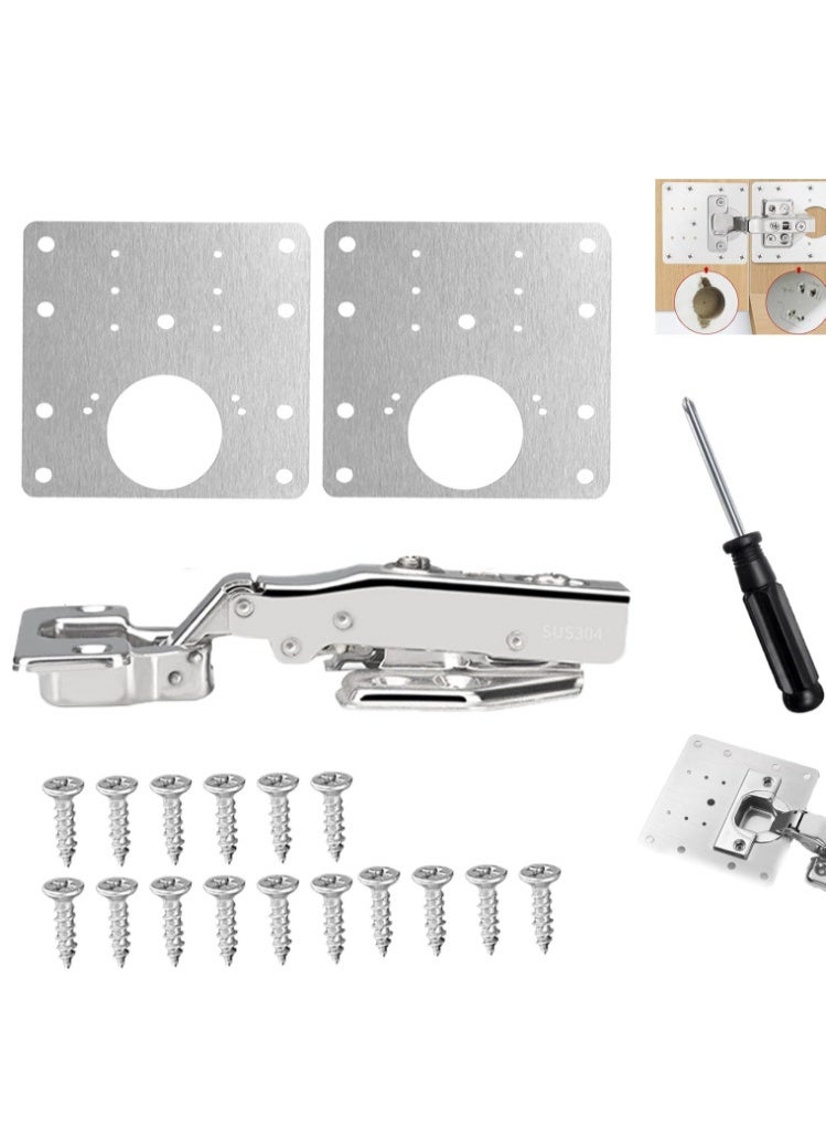 PINKSAMA Cabinet Door Hinge Repair Plate,Kitchen Cupboard Door Hinge Repair Kit,Hinge Repair Brackets Kit Includes Fixing Screws,for Wood,Furniture,Shelves,Cabinet (1set) - Image 1
