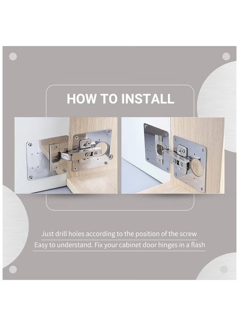 PINKSAMA Cabinet Door Hinge Repair Plate,Kitchen Cupboard Door Hinge Repair Kit,Hinge Repair Brackets Kit Includes Fixing Screws,for Wood,Furniture,Shelves,Cabinet (1set) - Image 5