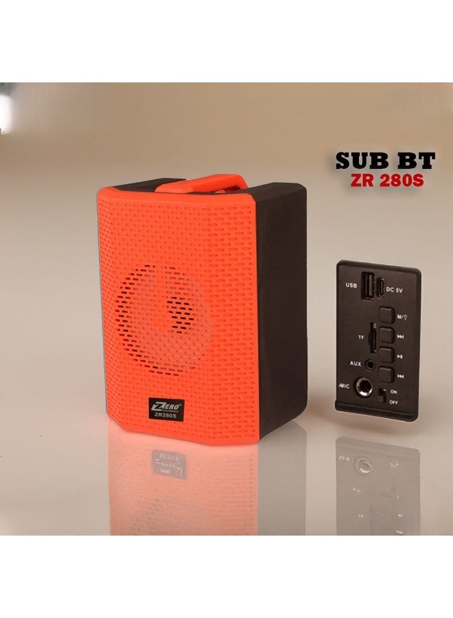 زيرو مكبر صوت بلوتوث ZR-280S يدعم بطاقة الذاكرة والبلوتوث وفلاش USB ويدعم إخراج الميكروفون ودعم راديو FM - أسود/أحمر - Image 2