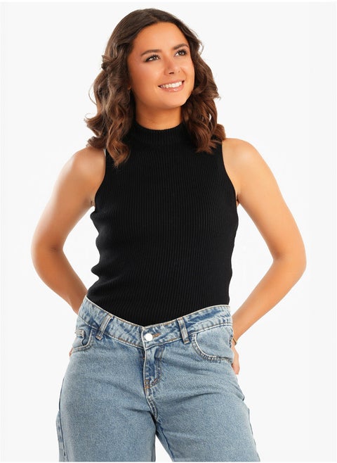 Sleeveless Ribbed Pullover