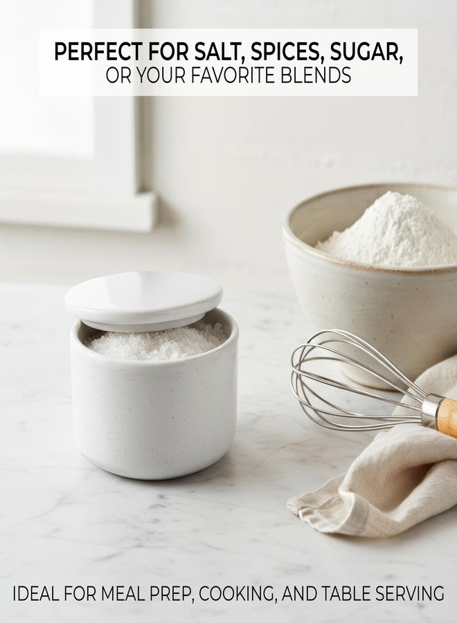 كيباجا وعاء ملح سيراميكي أنيق بغطاء - علبة كبيرة لحفظ الملح جافًا على سطح مطبخك - حامل ملح فاخر وسهل الاستخدام، إضافة مثالية لديكور مطبخك - Image 3
