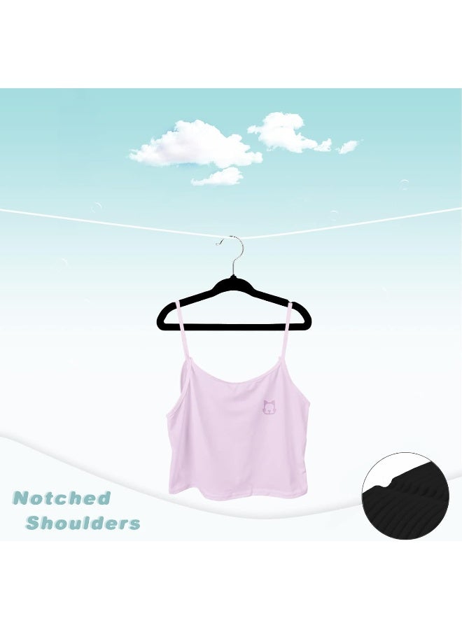 BAGAIL شماعات أطفال باجاييل من المخمل 11 بوصة شماعات ملابس الأطفال غير قابلة للانزلاق للأطفال الرضع/الصغار (أسود، 50 قطعة) - Image 3